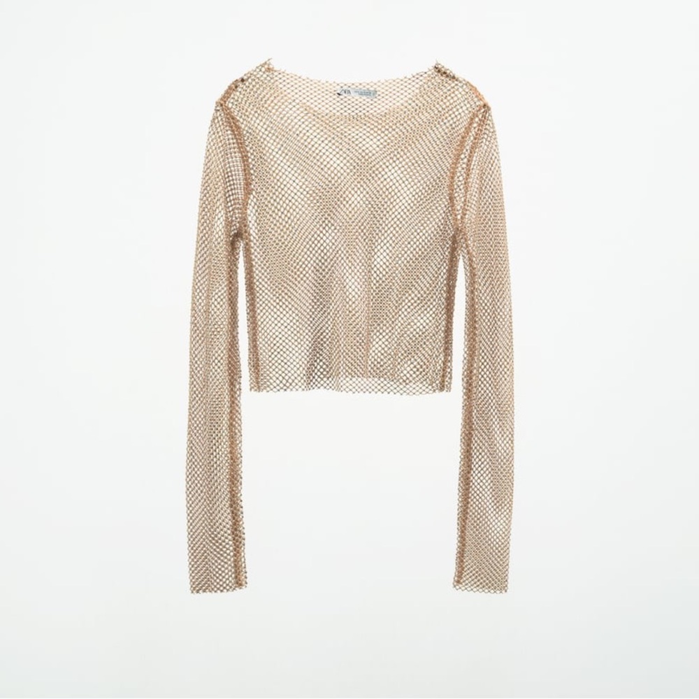 ZARA SHIMMER MESH CROP TOP
